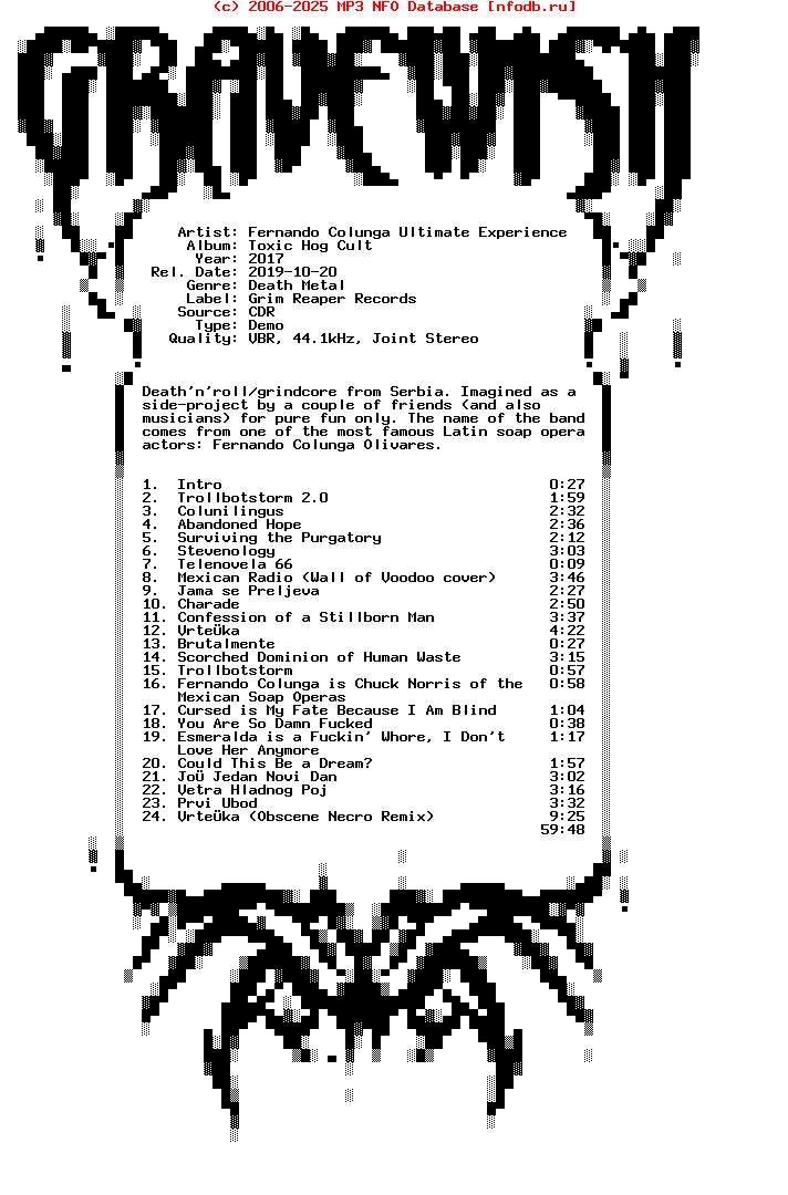 Fernando_Colunga_Ultimate_Experience-Toxic_Hog_Cult-Demo-CDR-2017