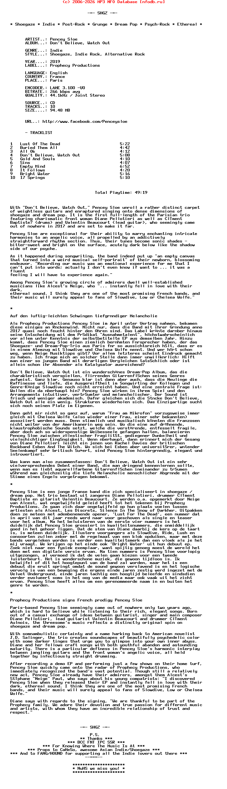 Pencey_Sloe-Dont_Believe_Watch_Out-(PRO_266)-CD-2019