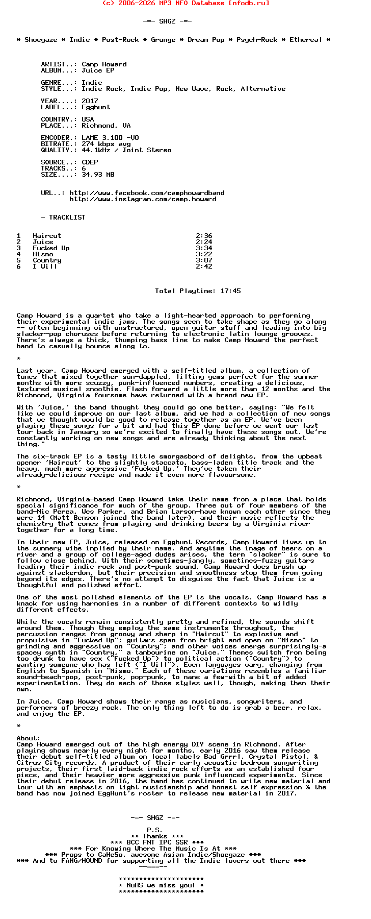 Camp_Howard-Juice_Ep-(EHR-022)-CDEP-2017