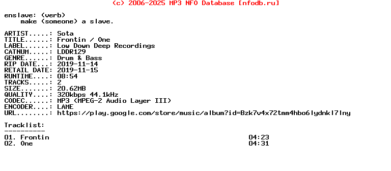 Sota-Frontin__One-(LDDR129)-WEB-2019