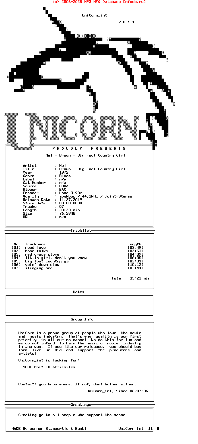 Mel_Brown_-_Big_Foot_Country_Girl-CD-1972-UNiCORN_INT