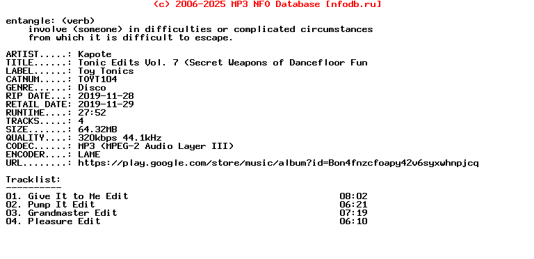 Kapote-Tonic_Edits_Vol_7_(SECRET_WEAPONS_OF_DANCEFLOOR_FUNK)-(TOYT104)-WEB-2019