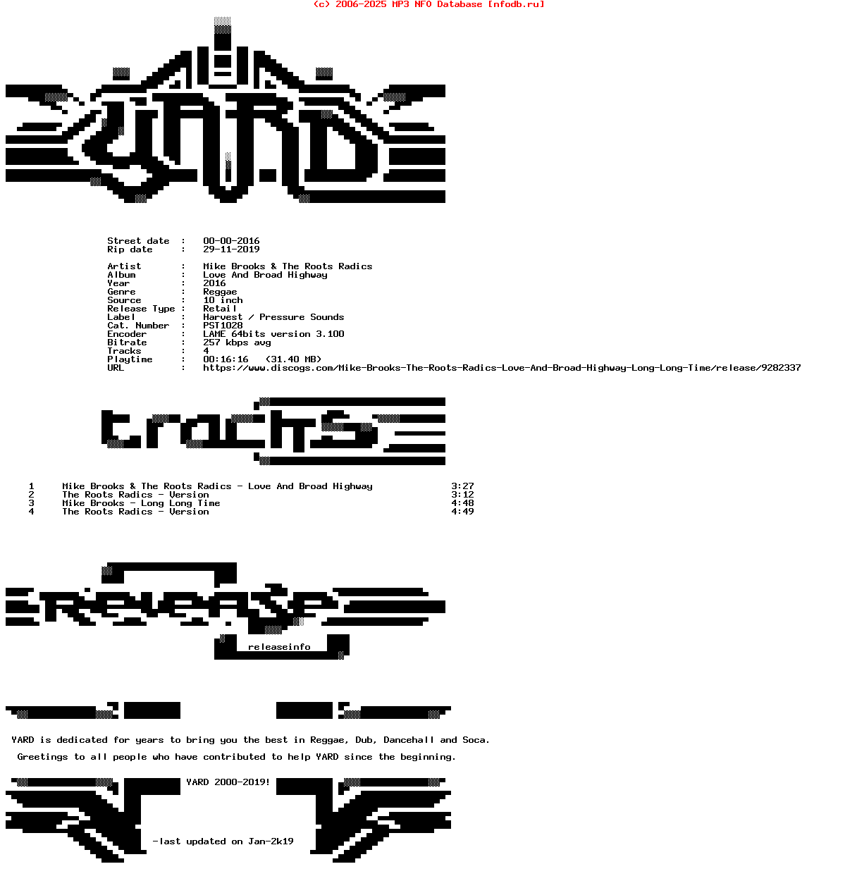 Mike_Brooks_And_The_Roots_Radics-Love_And_Broad_Highway-(PST1028)-10Inch_Vinyl-2016-YARD