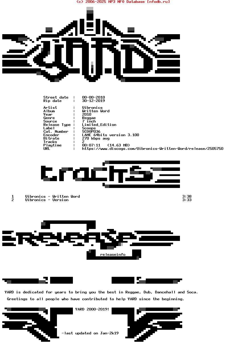 Vibronics-Written_Word-(SCOOP036)-Limited_Edition-7Inch_Vinyl-2010-YARD