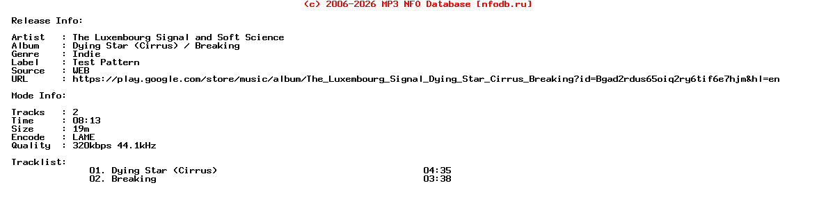 The_Luxembourg_Signal_And_Soft_Science-Dying_Star_(CIRRUS)___Breaking-WEB-2015