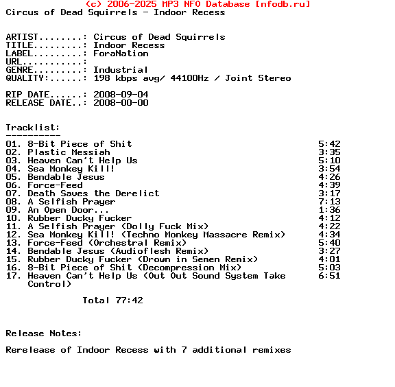 Circus_Of_Dead_Squirrels-Indoor_Recess-(REISSUE)-2008