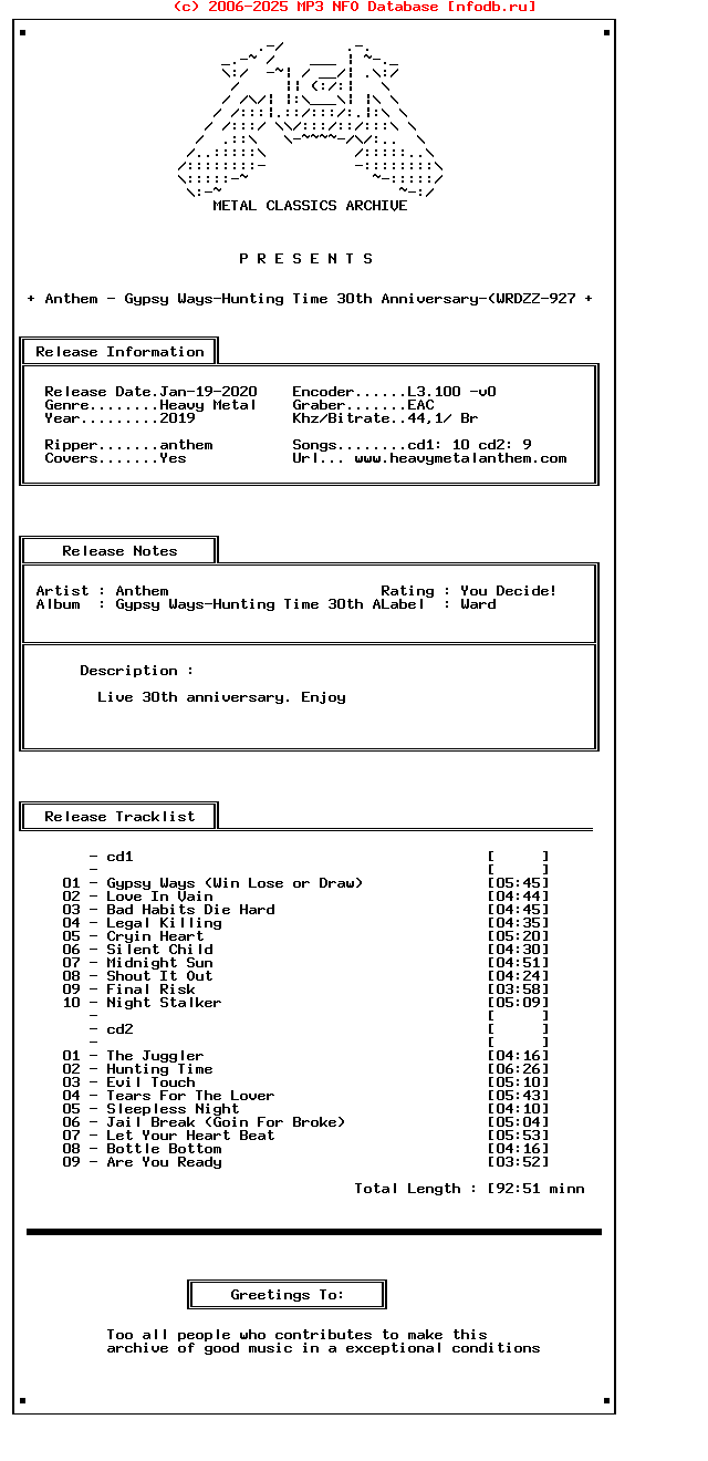 Anthem_-_Gypsy_Ways-Hunting_Time_30Th_Anniversary-(WRDZZ-927)-2CD-Live-2019-Mca