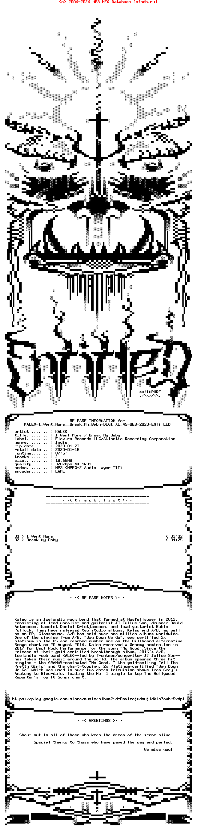 Kaleo-I_Want_More__Break_My_Baby-Digital_45-WEB-2020