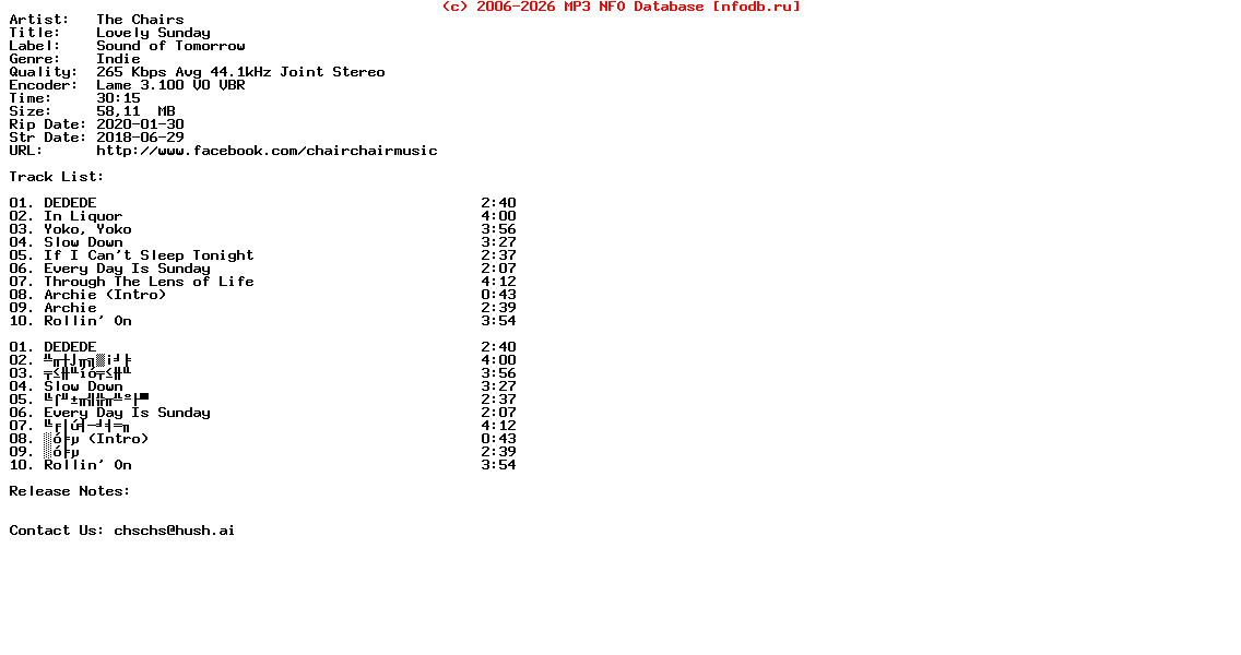 The_Chairs-Lovely_Sunday-Cpop-2018