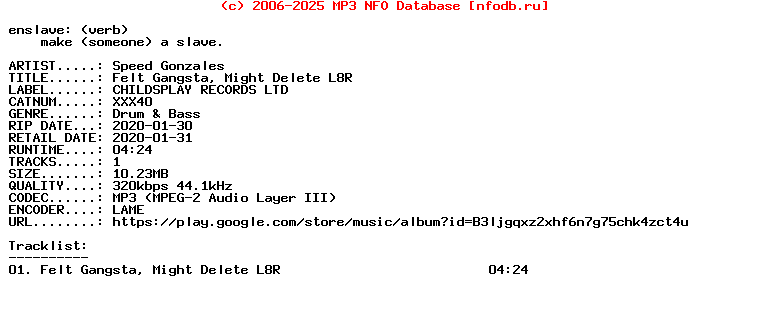 Speed_Gonzales-Felt_Gangsta_Might_Delete_L8R-(XXX40)-Single-WEB-2020