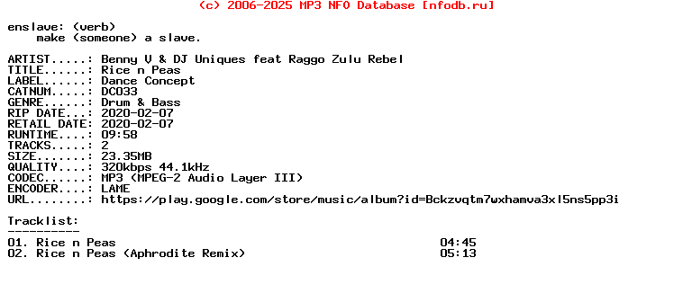 Benny_V_And_Dj_Uniques_Feat_Raggo_Zulu_Rebel-Rice_N_Peas-(DC033)-WEB-2020