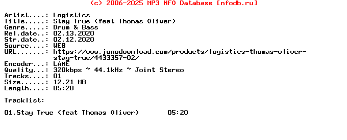 Logistics-Stay_True_(FEAT_THOMAS_OLIVER)-Single-WEB-2020