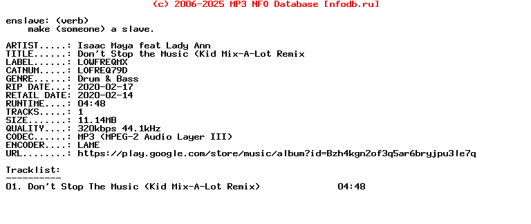 Isaac_Maya_Feat_Lady_Ann-Dont_Stop_The_Music_(KID_MIX-A-LOT_REMIX-(LOFREQ79D)-Single-WEB-2020