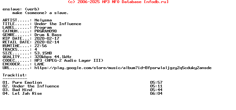 Melysma-Under_The_Influence-(PRGRAM098)-WEB-2020