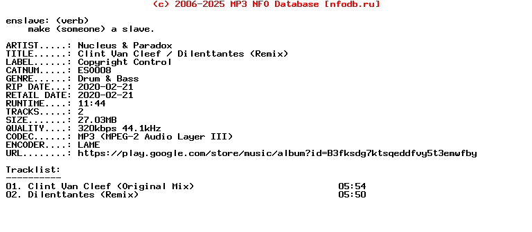 Nucleus_And_Paradox-Clint_Van_Cleef__Dilenttantes_(REMIX)-(ESO008)-WEB-2020