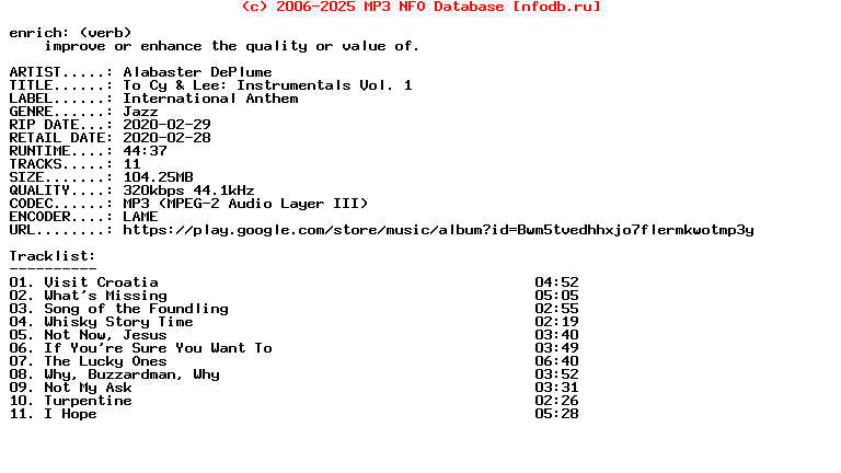 Alabaster_Deplume-To_Cy_And_Lee_Instrumentals_Vol_1-WEB-2020