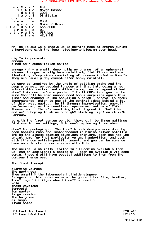 Xela--Never_Better-Arroyo_Series-(DIGITALIS)-CDR-2008