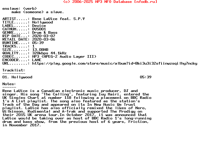 Rene_Lavice_Feat._S.P.Y-Hollywood-(DVS001)-Single-WEB-2020