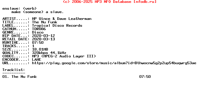 Hp_Vince_And_Dave_Leatherman-The_Nu_Funk-(TDR086)-Single-WEB-2020