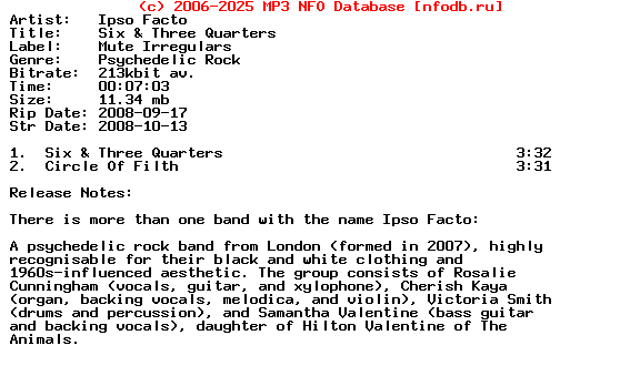 Ipso_Facto-Six_And_Three_Quarters-(PROMO_CDS)-2008