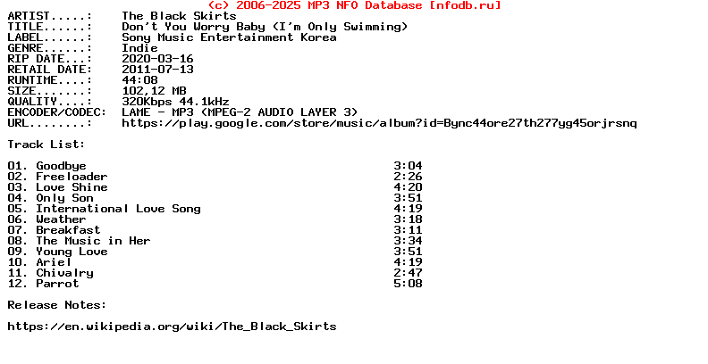 The_Black_Skirts-Dont_You_Worry_Baby_(IM_ONLY_SWIMMING)-KR-2011