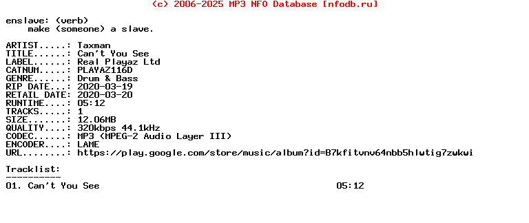 Taxman-Cant_You_See-(PLAYAZ116D)-Single-WEB-2020