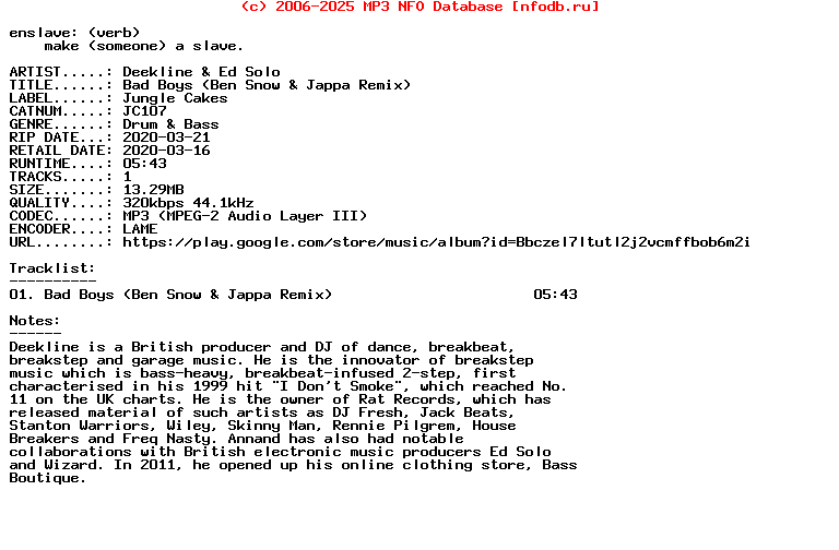 Deekline_And_Ed_Solo-Bad_Boys_(BEN_SNOW_AND_JAPPA_REMIX)-(JC107)-Single-WEB-2020