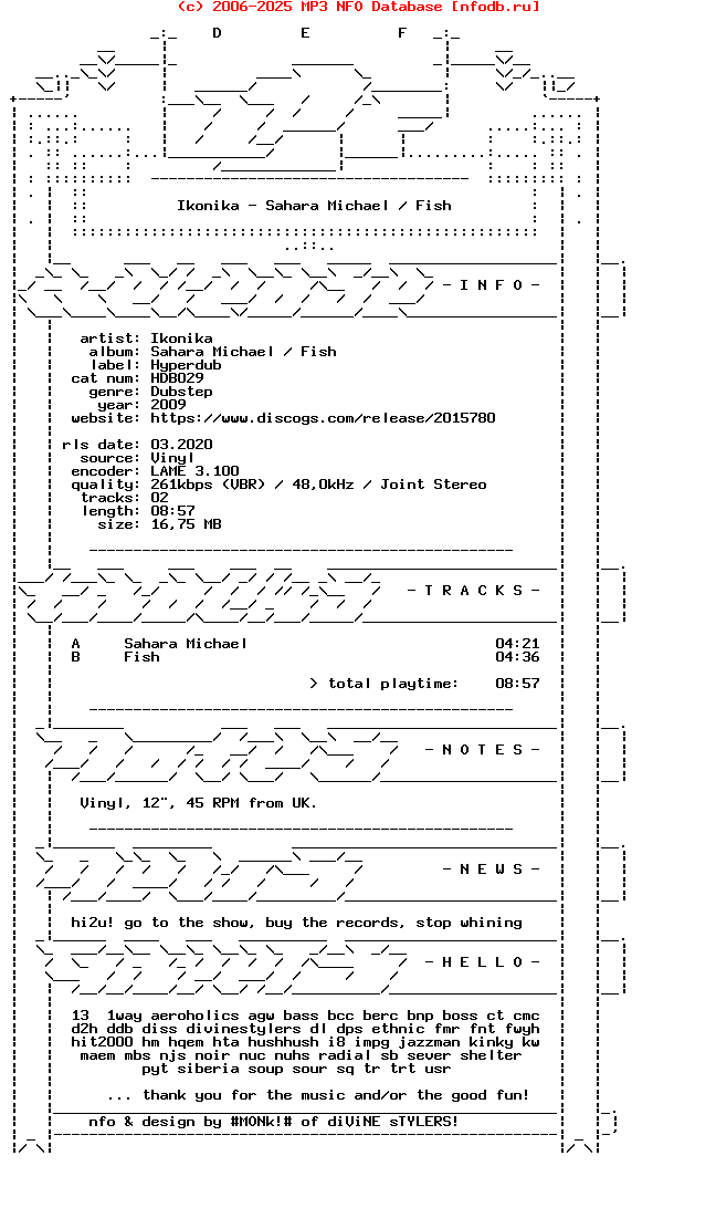 Ikonika-Sahara_Michael__Fish-(HDB029)-Vinyl-2009