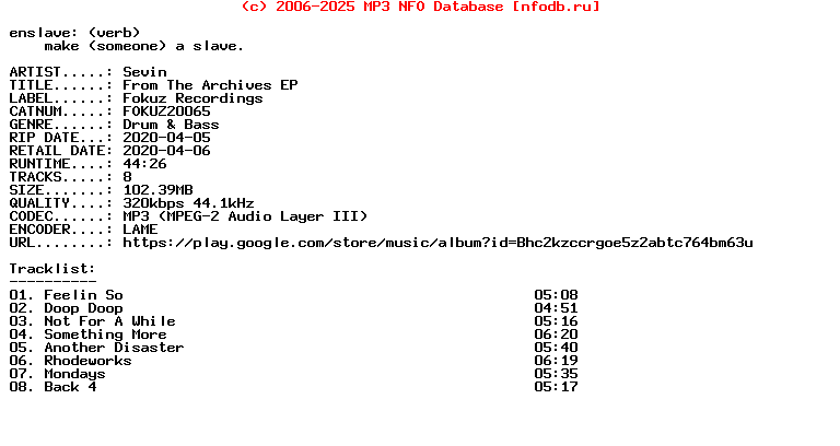 Sevin-From_The_Archives_Ep-(FOKUZ20065)-WEB-2020