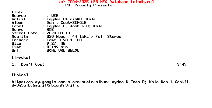 Laydee_V_And_Josh_And_Dj_Kale-Dont_Cost-Single-(WEB)-2020