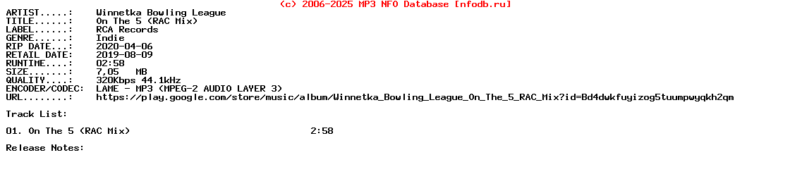 Winnetka_Bowling_League-On_The_5_(RAC_MIX)-Single-2019