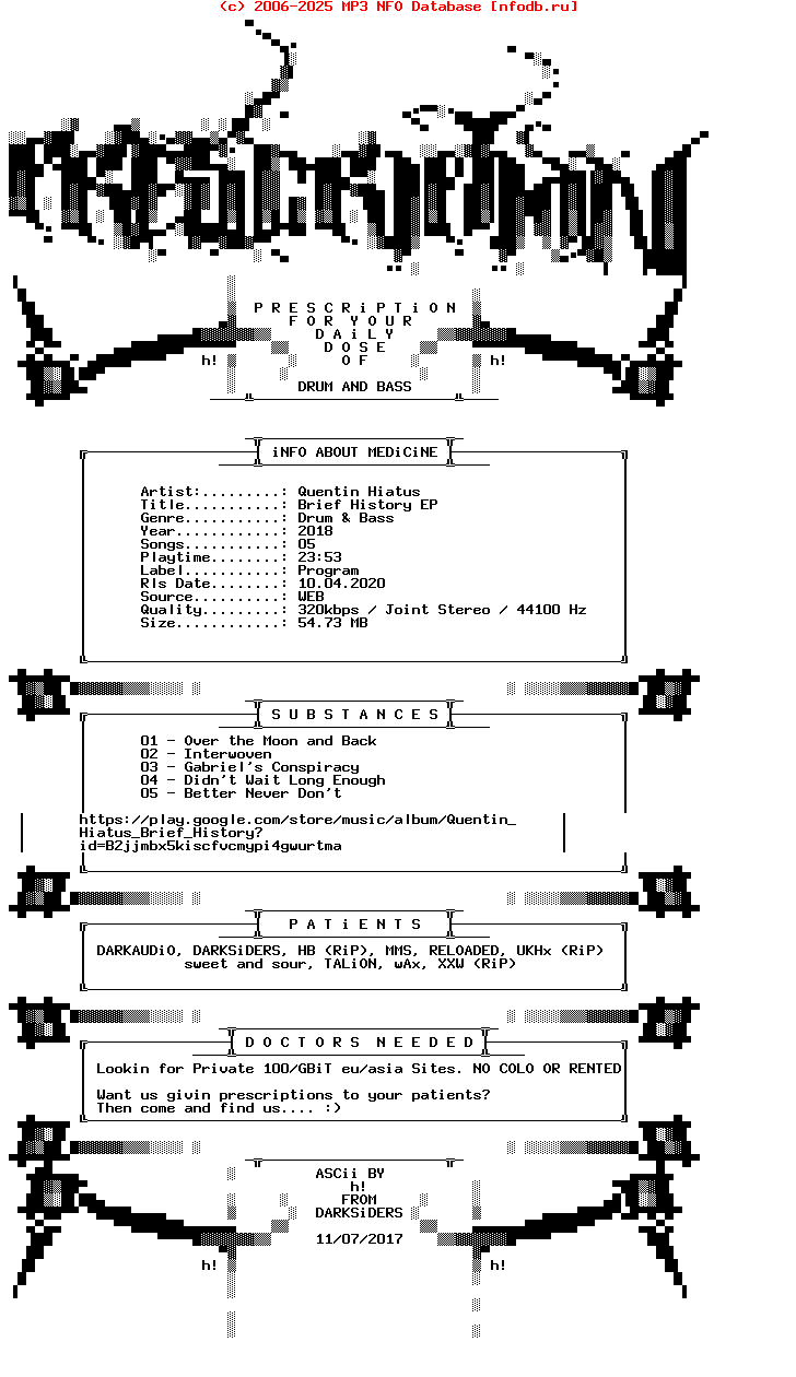 Quentin_Hiatus-Brief_History_Ep-(PRGRAM069)-WEB-2018