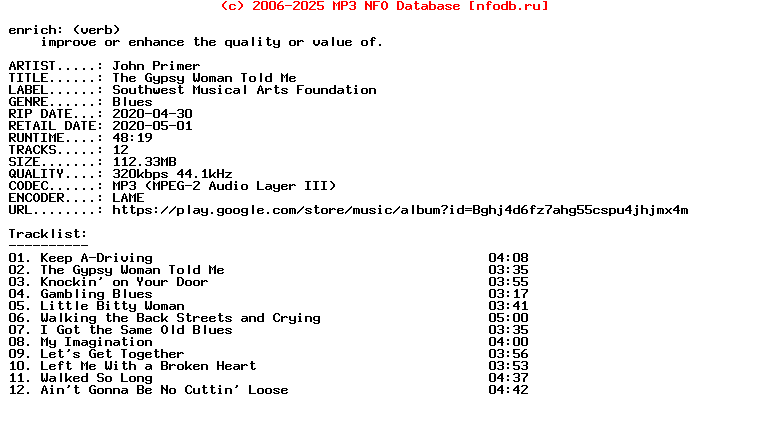 John_Primer-The_Gypsy_Woman_Told_Me-WEB-2020