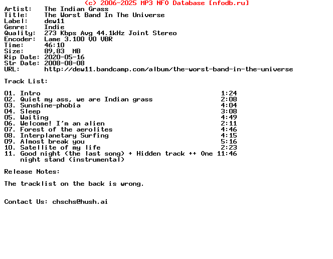 The_Indian_Grass-The_Worst_Band_In_The_Universe-2008