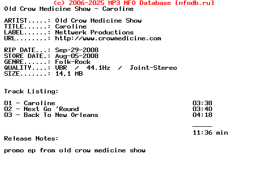 Old_Crow_Medicine_Show-Caroline-(PROMO_EP)-2008