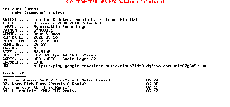 Justice_And_Metro_Double_0_Dj_Trax_Nic_Tvg-Disdained_2000-2010_Reloaded-(SYNCO031)-WEB-2012