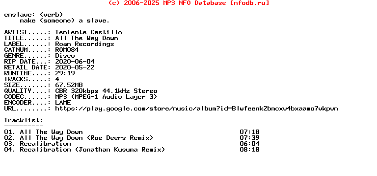 Teniente_Castillo-All_The_Way_Down-(ROM084)-WEB-2020
