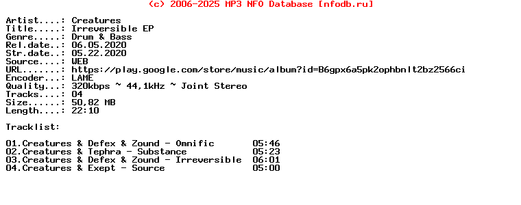 Creatures-Irreversible_Ep-(DISLTD078)-WEB-2020