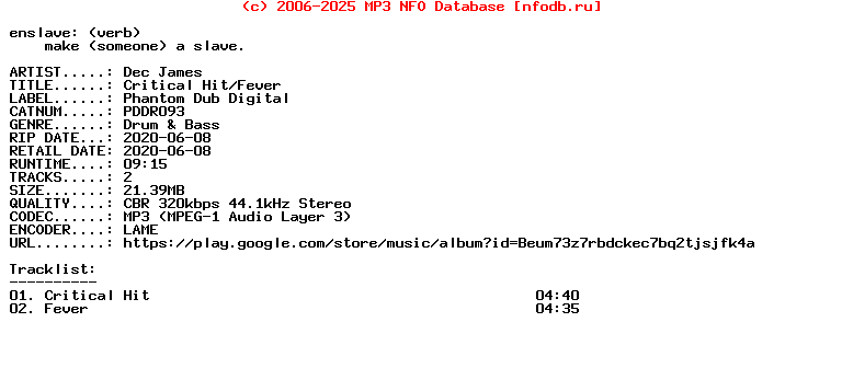 Dec_James-Critical_Hit__Fever-(PDDR093)-WEB-2020