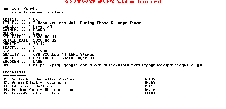 VA-I_Hope_You_Are_Well_During_These_Strange_Times-(FAMD01)-WEB-2020