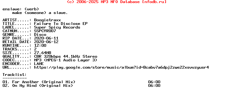 Boogietraxx-Failure_To_Disclose_Ep-(SSPCYR007)-WEB-2020