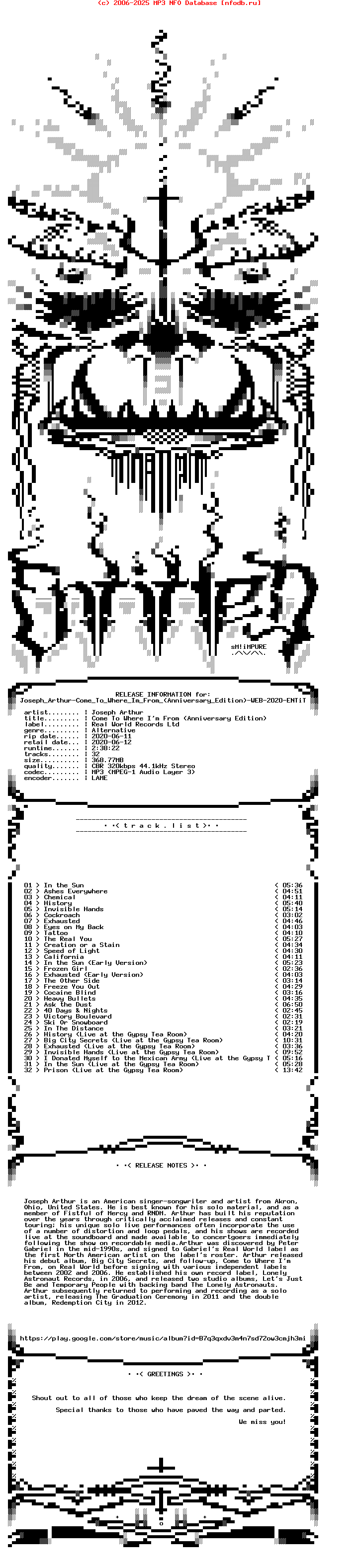 Joseph_Arthur-Come_To_Where_Im_From_(ANNIVERSARY_EDITION)-WEB-2020