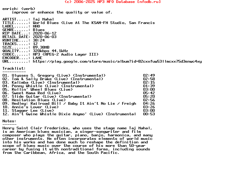 Taj_Mahal-World_Blues_(LIVE_AT_THE_KSAN-FM_STUDIO_SAN_FRANCISCO_MARCH_1971)-WEB-2020