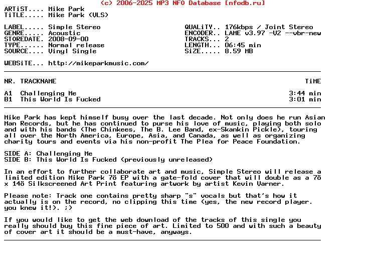 Mike_Park--Mike_Park-Ltd.Ed.-VLS-2008