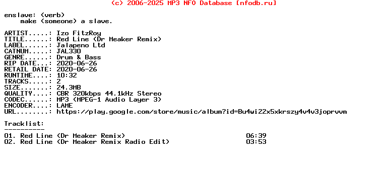 Izo_Fitzroy-Red_Line_(DR_MEAKER_REMIX)-(JAL330)-WEB-2020