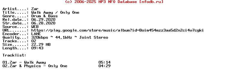 Zar-Walk_Away__Only_One-(INFLUENZA219)-WEB-2020