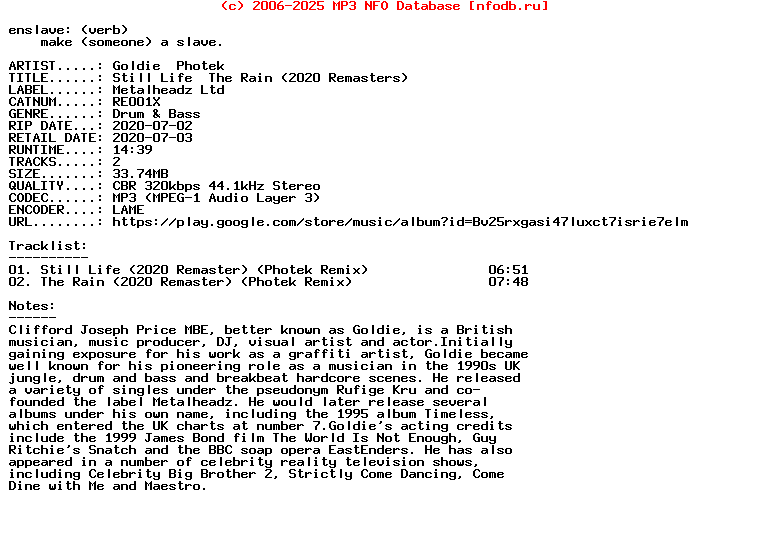 Goldie__Photek-Still_Life__The_Rain_(2020_REMASTERS)-(RE001X)-WEB-2020