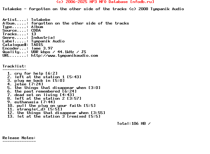 Totakeke-Forgotten_On_The_Other_Side_Of_The_Tracks-2008