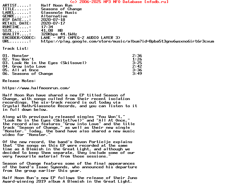 Half_Moon_Run-Seasons_Of_Change-EP-2020
