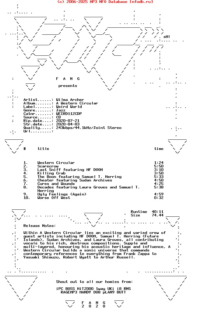 Wilma_Archer-A_Western_Circular-(WEIRD112CDP)-Promo-CD-2020